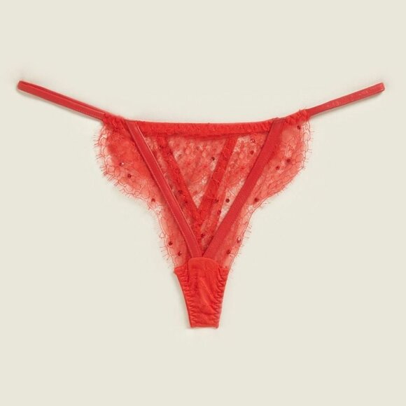 Agent Provocateur Adara SOIREE Leather Swarovski Red Thong AP1 XS NWT $335 - Picture 2 of 12
